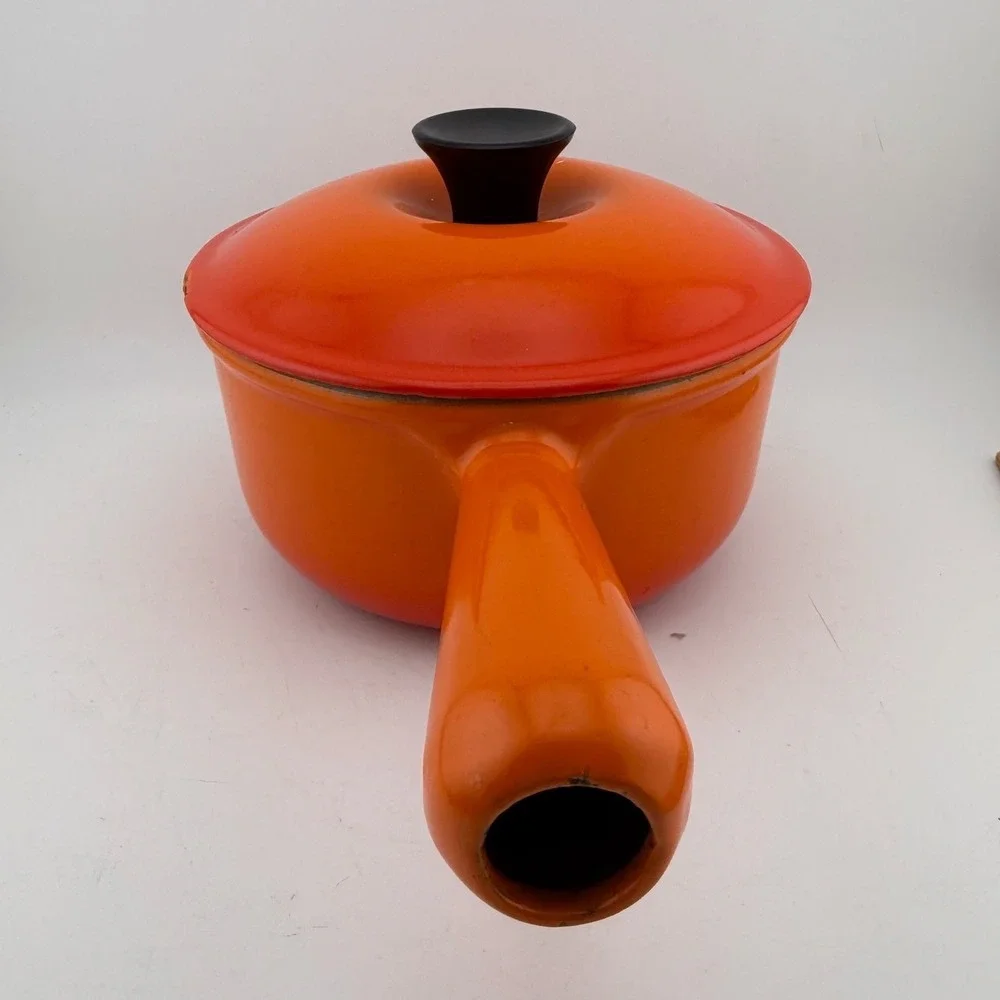 Le Creuset 14 Flame Orange Enameled Cast Iron Saucepan with Lid France